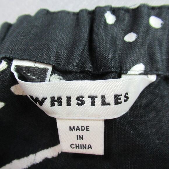 WHISTLES Skirt Womens Sz 8 Black Kuba Print 100% Linen Button Front Midi Tribal - Picture 2 of 10